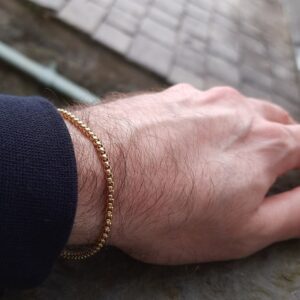 18 Kt Yellow Gold Box Link Chain Handmade Men's Bracelet 12 Gms