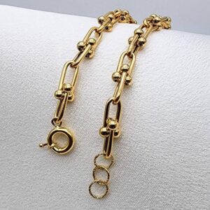 18 Kt Yellow Gold U-Shaped Link Handmade Men's Bracelet 15 Gms
