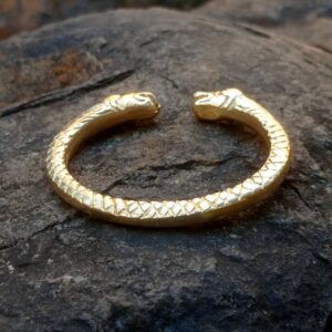 18 Kt Yellow Gold African Animal Cuff Handmade Men's Bracelet