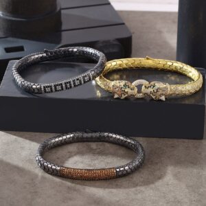 18 Kt Yellow Gold Python Head Snake Handmade Men's Bracelet 60 Gms