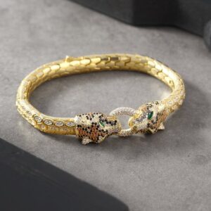 18 Kt Yellow Gold Python Head Snake Handmade Men's Bracelet 60 Gms