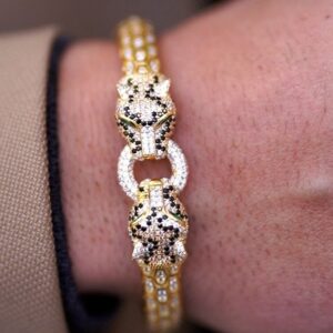 18 Kt Yellow Gold Python Head Snake Handmade Men's Bracelet 60 Gms