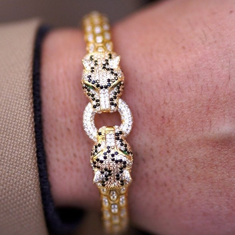 18 Kt Yellow Gold Python Head Snake Handmade Men's Bracelet 60 Gms - Image 3