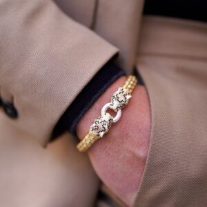 18 Kt Yellow Gold Python Head Snake Handmade Men's Bracelet 60 Gms