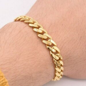 18 Kt Yellow Gold Miami Cuban Royal Link Men's Bracelet 20 Gms