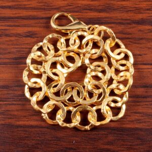 18 Kt Yellow Gold Curb Link Handmade Men's Bracelet 20 Gms