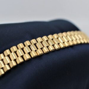 18 Kt Yellow Gold Rolex Link Handmade Men's Bracelet 35 Gms