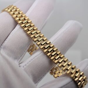 18 Kt Yellow Gold Rolex Link Handmade Men's Bracelet 35 Gms