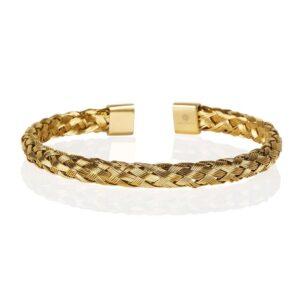 18 Kt Yellow Gold Open Cuff Handmade Men's Bracelet 40 Gms