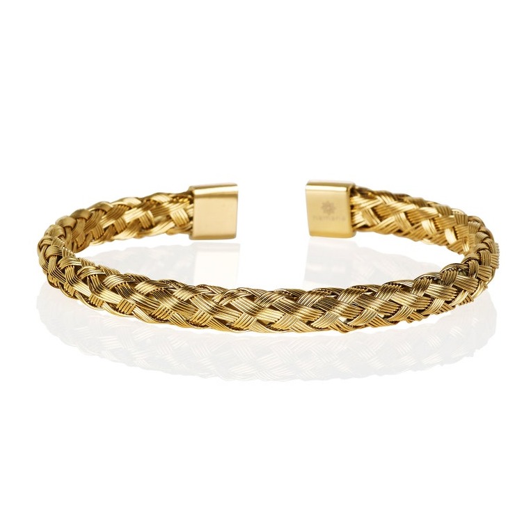 18 Kt Yellow Gold Open Cuff Handmade Men's Bracelet 40 Gms - Image 4