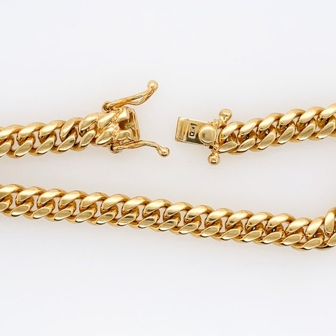 18 Kt Yellow Gold Curb Cuban Chain Men's Bracelet 40 Gms - Image 5
