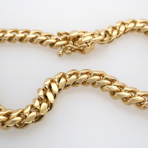 18 Kt Yellow Gold Curb Cuban Chain Men's Bracelet 40 Gms - Image 3