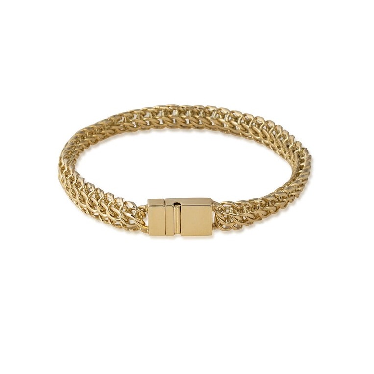 18 Kt Yellow Gold Foxtail Chain Handmade Men's Bracelet 30 Gms - Image 4