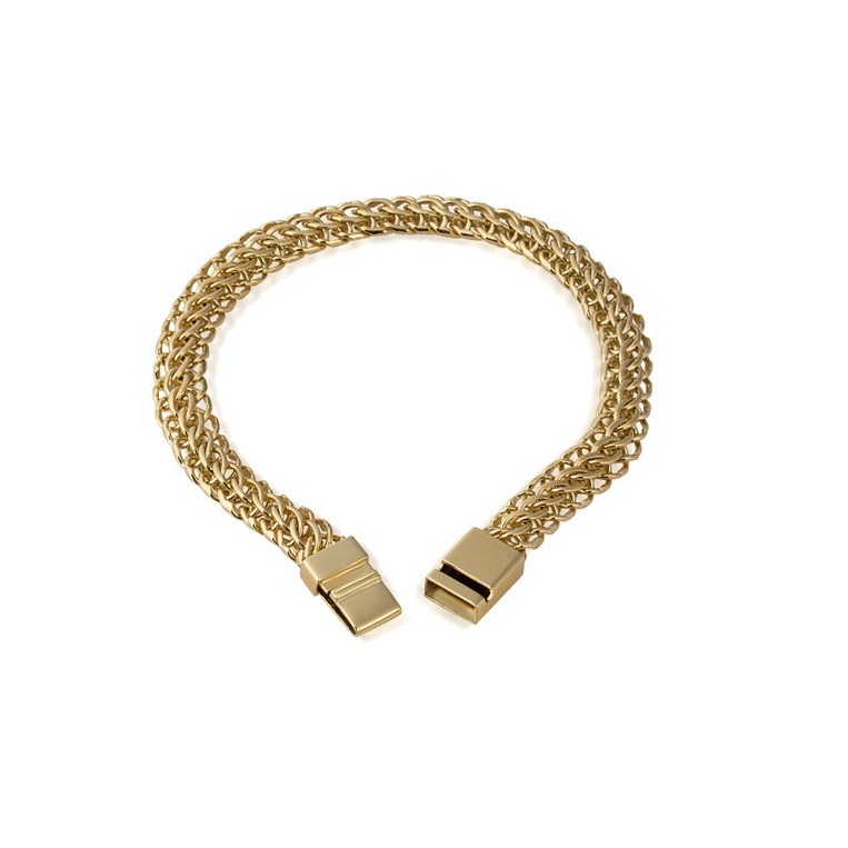 18 Kt Yellow Gold Foxtail Chain Handmade Men's Bracelet 30 Gms - Image 3