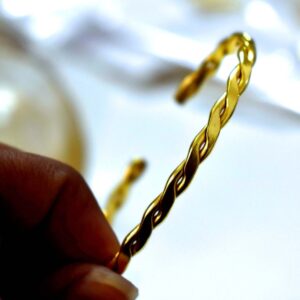 18 Kt Yellow Gold Open Cuff Handmade Men's Bracelet 30 Gms