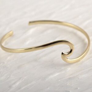 18 Kt Yellow Gold Wave Arm Cuff Handmade Bracelet Bangle 20 Gms