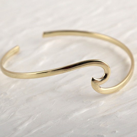 18 Kt Yellow Gold Wave Arm Cuff Handmade Bracelet Bangle 20 Gms - Image 5