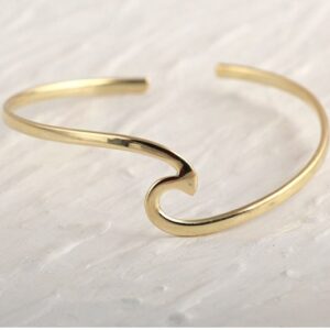 18 Kt Yellow Gold Wave Arm Cuff Handmade Bracelet Bangle 20 Gms