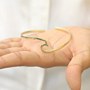 18 Kt Yellow Gold Wave Arm Cuff Handmade Bracelet Bangle 20 Gms