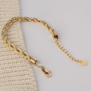 18 Kt Yellow Gold Italian Rope Chain Stack Bracelet Bangle Wide 5 MM