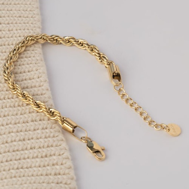 18 Kt Yellow Gold Italian Rope Chain Stack Bracelet Bangle Wide 5 MM - Image 5