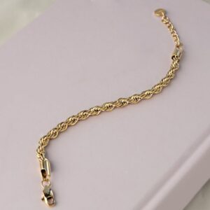 18 Kt Yellow Gold Italian Rope Chain Stack Bracelet Bangle Wide 5 MM
