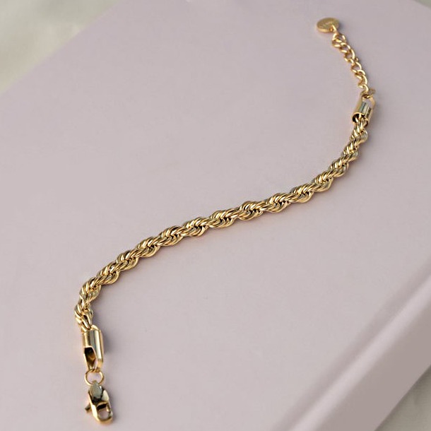 18 Kt Yellow Gold Italian Rope Chain Stack Bracelet Bangle Wide 5 MM - Image 4