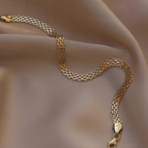 18 Kt Yellow Gold Bismarck Curb Chain Stack Link Bracelet Bangle 4 MM