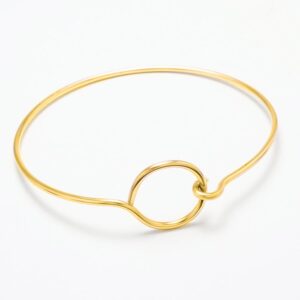 18 Kt Yellow Gold Open Circle Women's Karma Bracelet Bangle 10 Grams