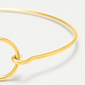 18 Kt Yellow Gold Open Circle Women's Karma Bracelet Bangle 10 Grams
