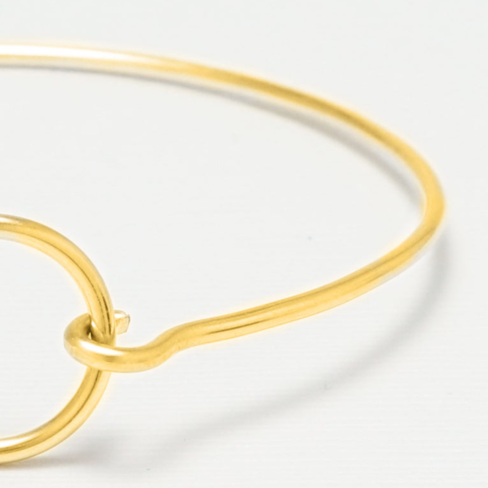 18 Kt Yellow Gold Open Circle Women's Karma Bracelet Bangle 10 Grams - Image 3