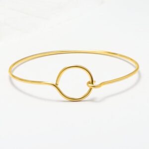 18 Kt Yellow Gold Open Circle Women's Karma Bracelet Bangle 10 Grams