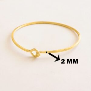 18 Kt Yellow Gold Square Hook & Eye Thin Cuff Women's Bracelet Bangle