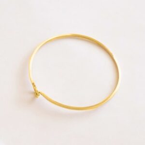 18 Kt Yellow Gold Square Hook & Eye Thin Cuff Women's Bracelet Bangle