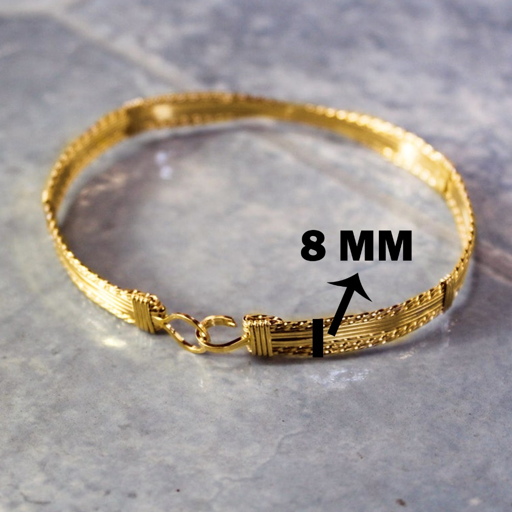 18 Kt Yellow Gold Wirewrapped X Design Women's Bracelet Bangle 25 Gms - Image 3