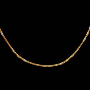 22 Kt Yellow Gold Necklace Curb 2 Tone Women'S Chain 14 Gram
