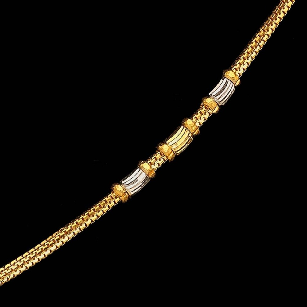 22 Kt Yellow Gold Necklace Curb 2 Tone Women'S Chain 14 Gram