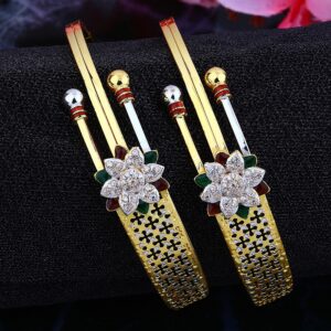 916 Gold Fancy Ball Pipe Copper Kadli Bangle HJ-5838