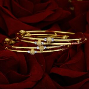 916 Gold Antique Ball Pipe Copper Bangle HJ-5854