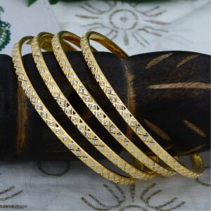 916 Gold Four PCs Machine Cut Copper Bangle HJ-5898