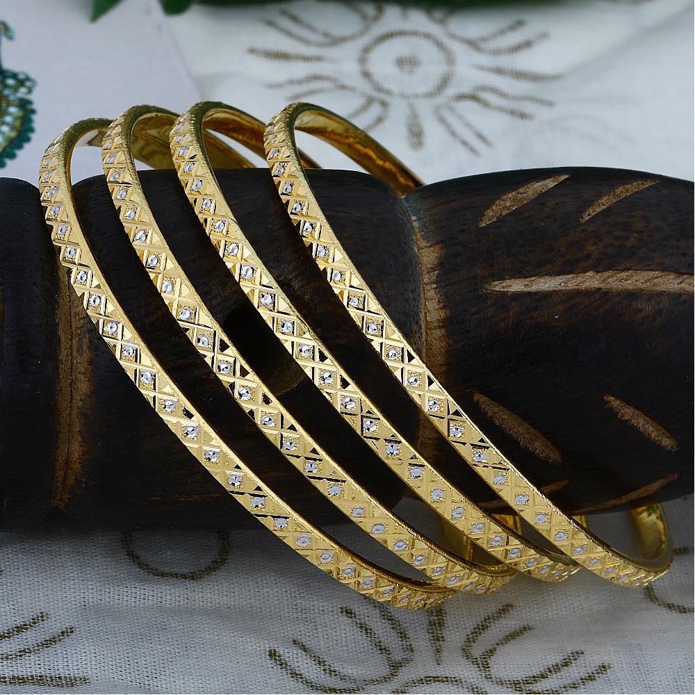 916 Gold Four PCs Machine Cut Copper Bangle HJ-5898
