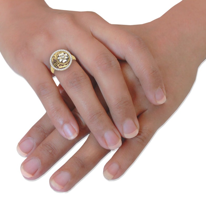 18KT Gold Simi Designer Diamonds Ring - Image 5