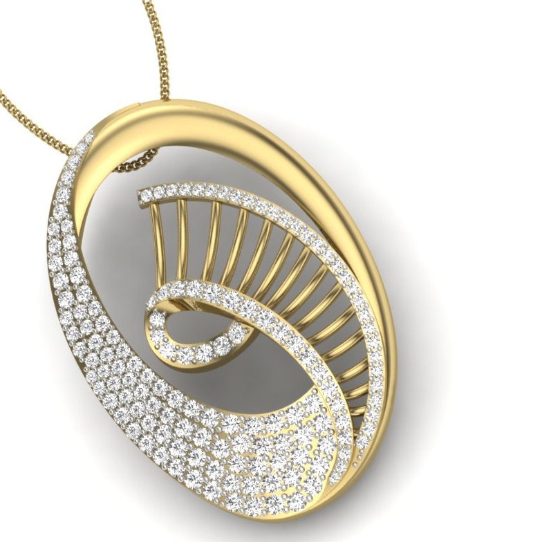 18K Yellow Gold Linia Diamond Pendant - Image 3