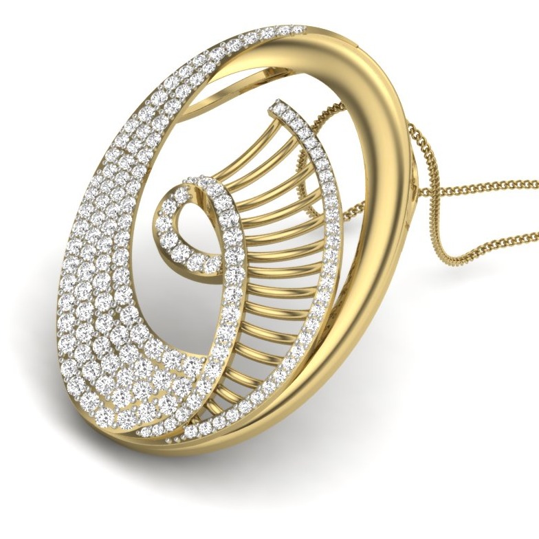 18K Yellow Gold Linia Diamond Pendant - Image 2