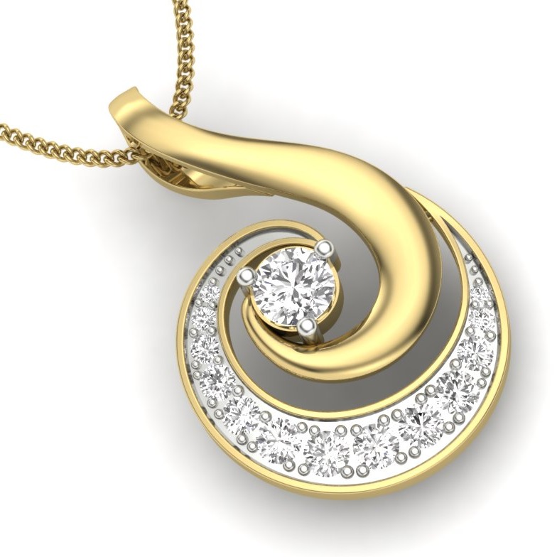 18K Yellow Gold Maria Fancy Designer Natural diamond Pendant - Image 3