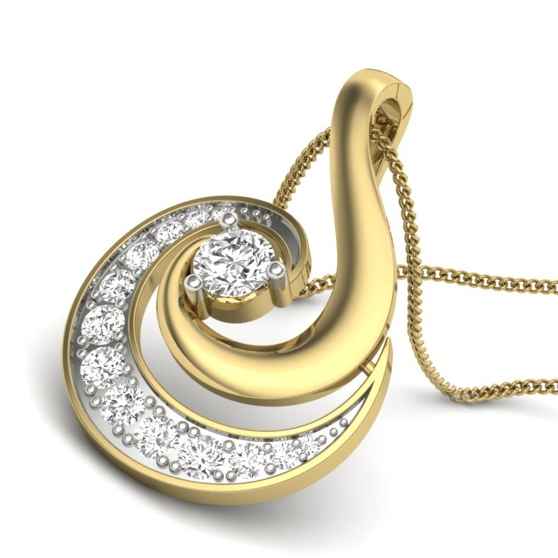 18K Yellow Gold Maria Fancy Designer Natural diamond Pendant - Image 2