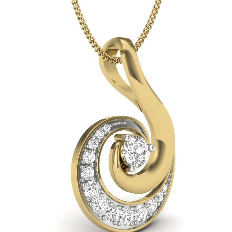 18K Yellow Gold Maria Fancy Designer Natural diamond Pendant