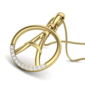 18K Yellow Gold Alphabet - A Diamond Pendant For Women