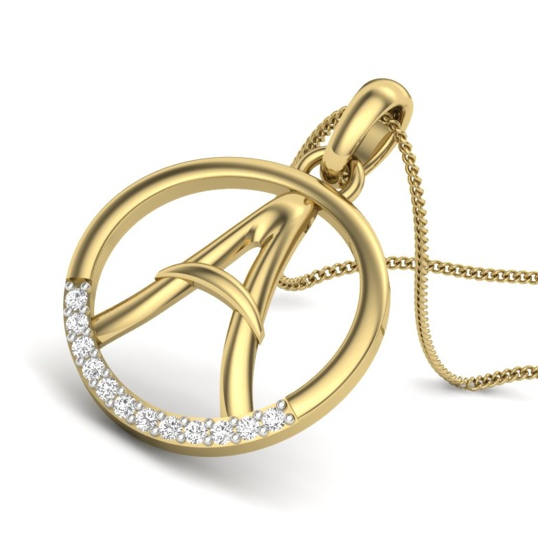 18K Yellow Gold Alphabet - A Diamond Pendant For Women - Image 2