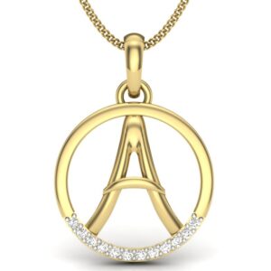 18K Yellow Gold Alphabet - A Diamond Pendant For Women